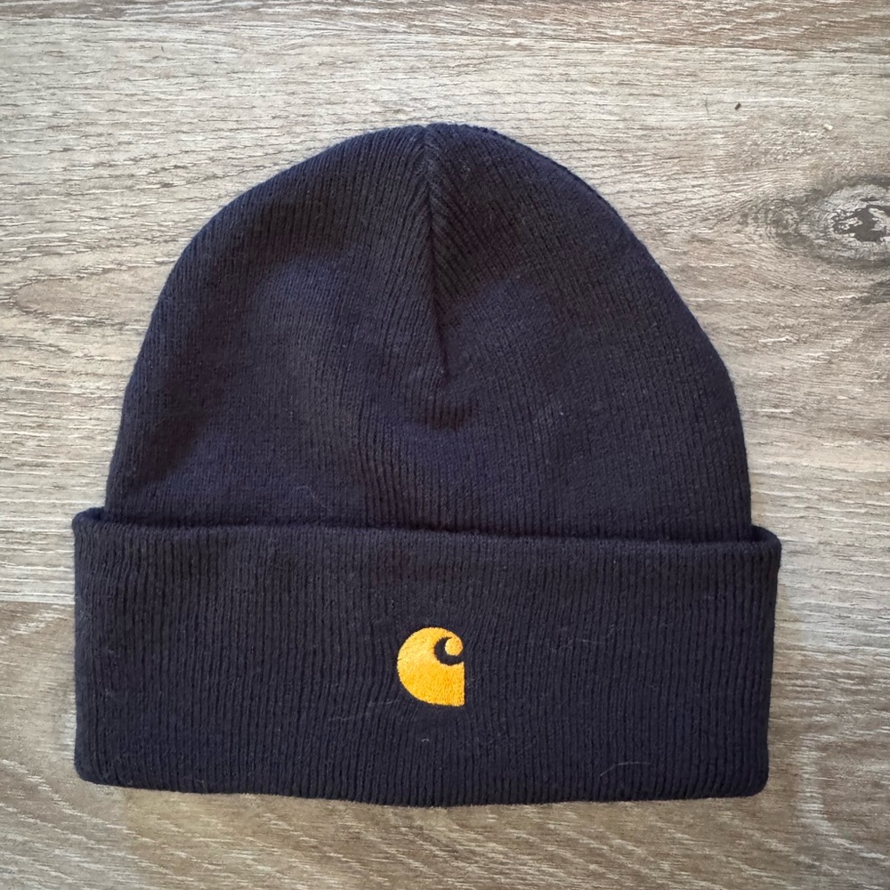 Carhartt Kids Navy Beanie with Gold Logo